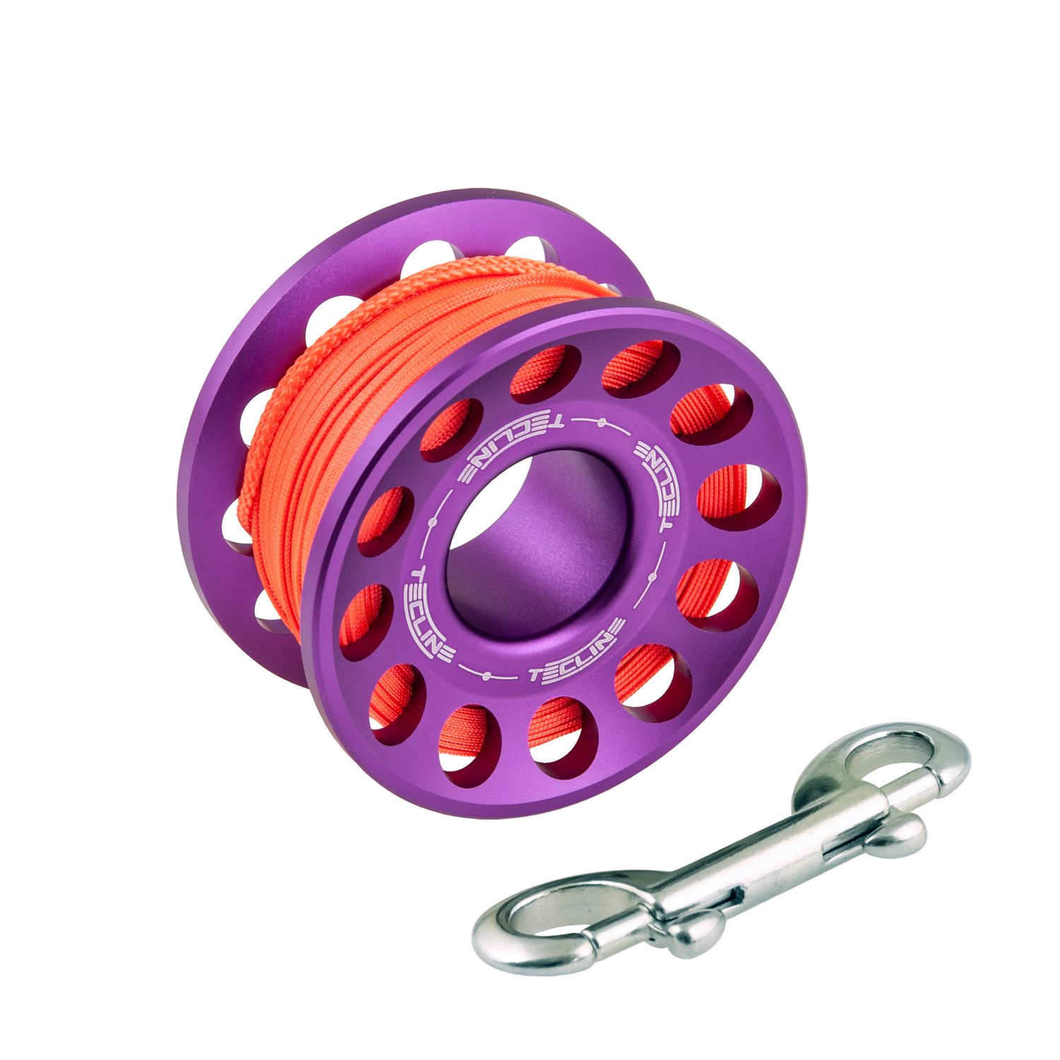 Spool alu  30 m, with SS 90 mm snap  PURPLE