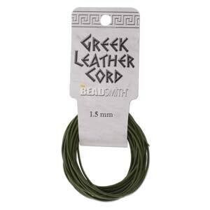 1.5mm Olive Green - Greek Leather Round Cord