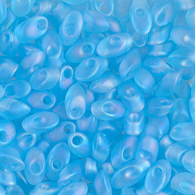 Long Magatama 4x7mm Bead - Matte Transparent Aqua AB