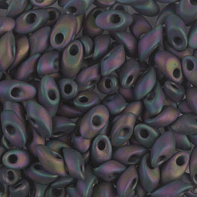 Long Magatama 4x7mm Bead: Matte Gunmetal AB