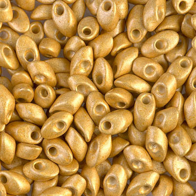 Long Magatama 4x7mm Bead: Duracoat Galvanized Matte Gold
