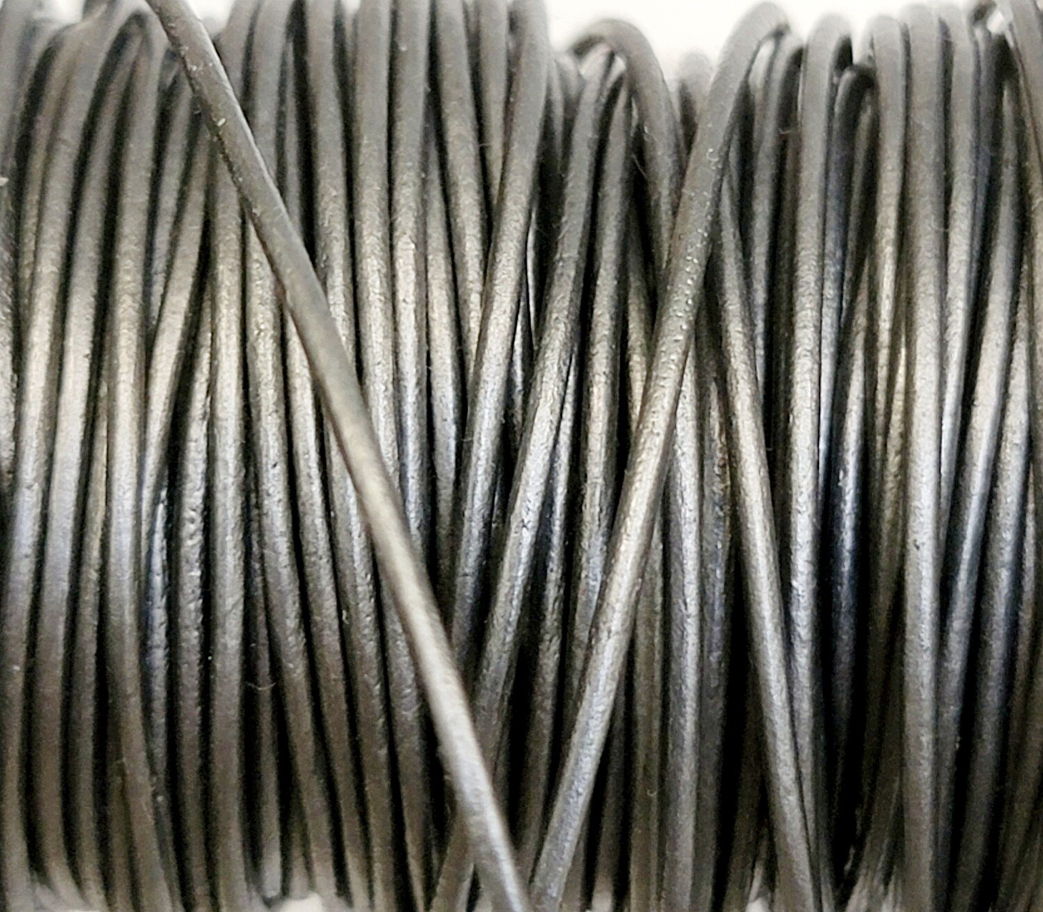 1mm Indian Leather Round Cord - Metallic Grey (sold by the yard)