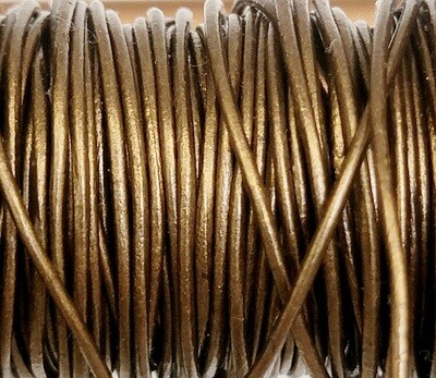 1mm Indian Leather Round Cord - Metallic Kansa (sold by the yard)