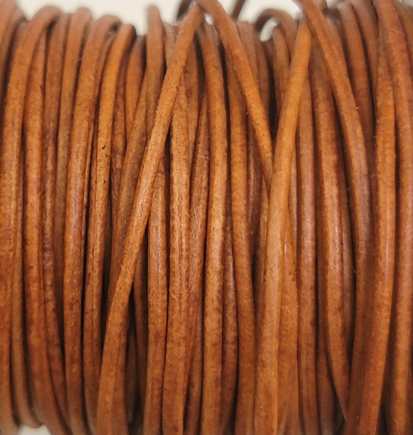 1mm Indian Leather Round Cord - Dyed Antique Brown (sold by the yard)