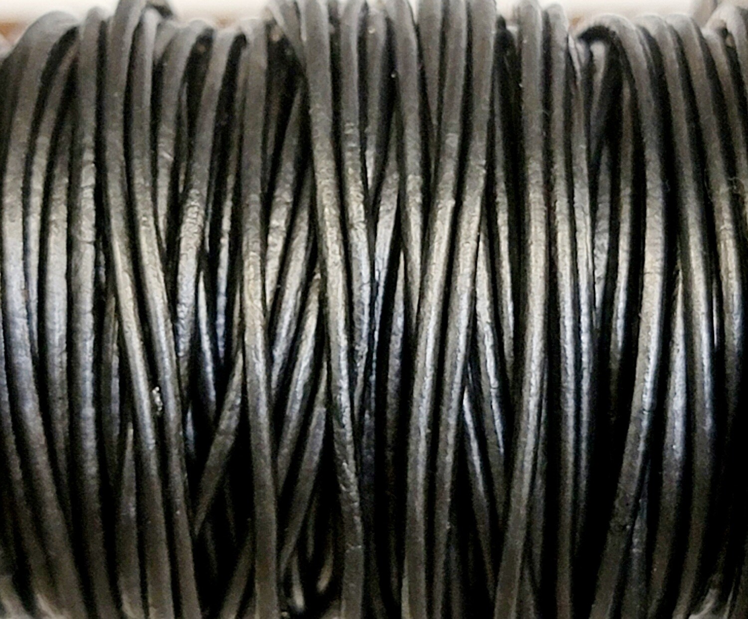 1mm Indian Leather Round Cord - Metallic Gunmetal (sold by the yard)