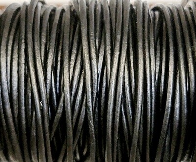 1mm Indian Leather Round Cord - Metallic Gunmetal (sold by the yard)
