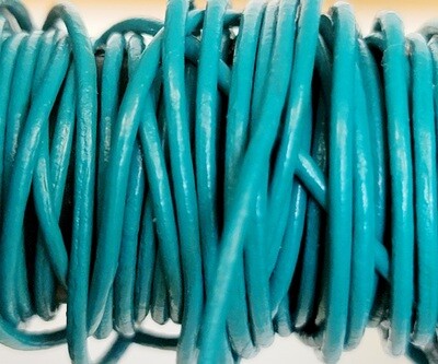 1mm Indian Leather Round Cord - Teal (sold by the yard)