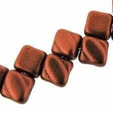 2-Hole Silky Bead 6mm - Bronze Fire Red (40 beads per strand)