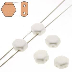 2-Hole Honeycomb Bead - Pastel White (30 beads per strand)