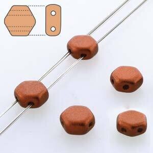 2-Hole Honeycomb Bead 6mm - Bronze Fire Red (30 beads per strand)