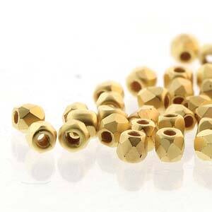 FPR0200030-GPM: Matte 24kt Gold Plated 2mm Fire Polish (100 Pieces)