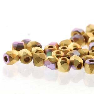 FPR0200030-GPMAB: Matte 24kt Gold Plated AB 2mm Fire Polish (100 Pieces)