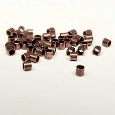 2x2mm Ant Copper Cylinder Crimp Beads 50pcs