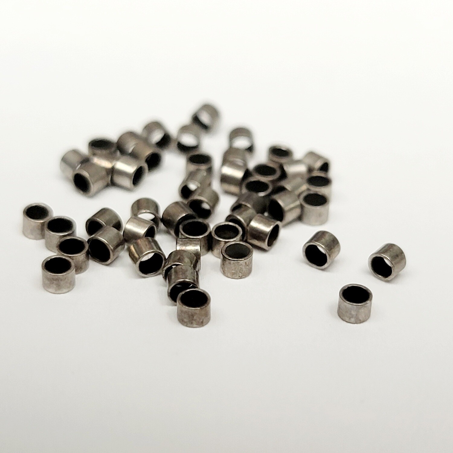 2x2mm Ant Silver Cylinder Crimp Beads 50pcs