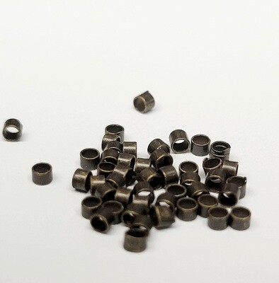 2x2mm Ant Brass Cylinder Crimp Beads 50pcs