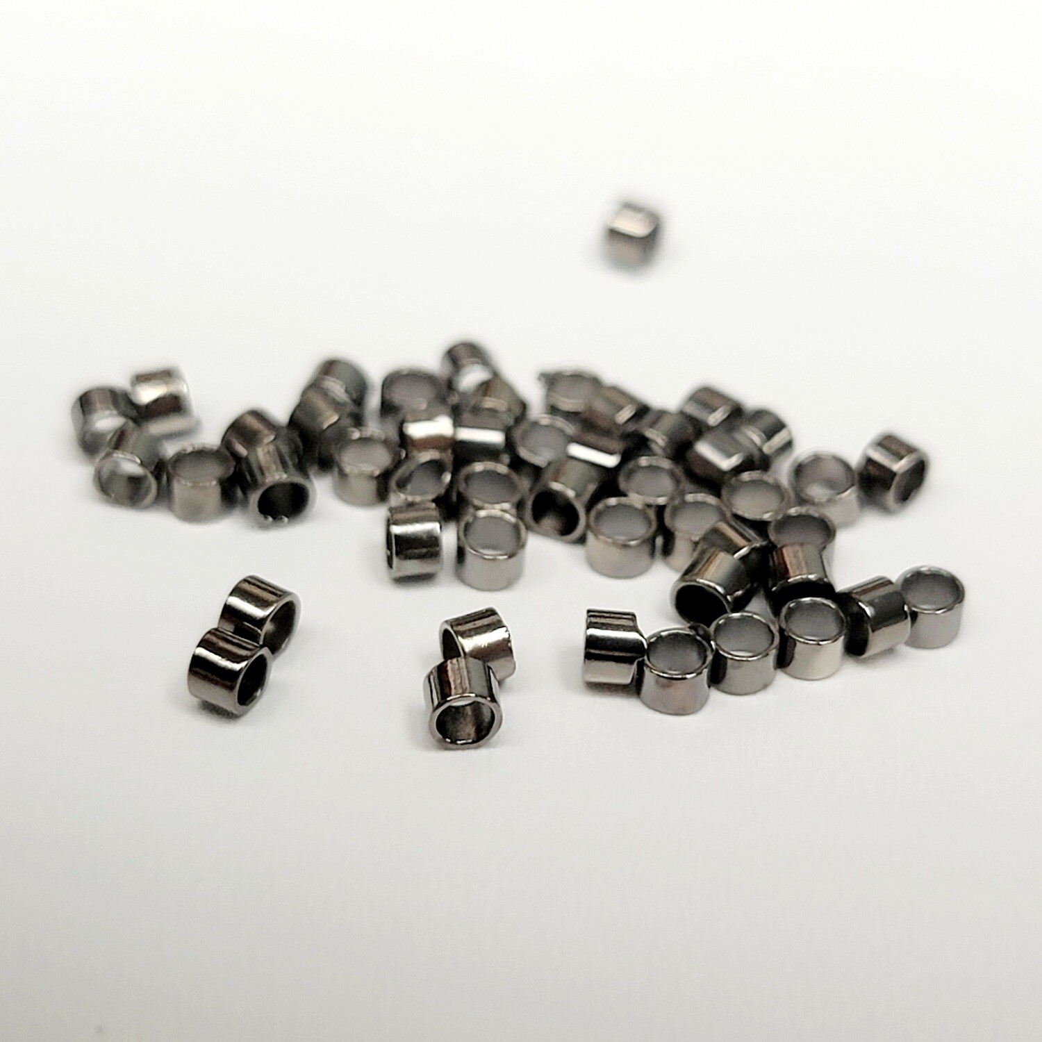 2x2mm Gunmetal Cylinder Crimp Beads 50pcs
