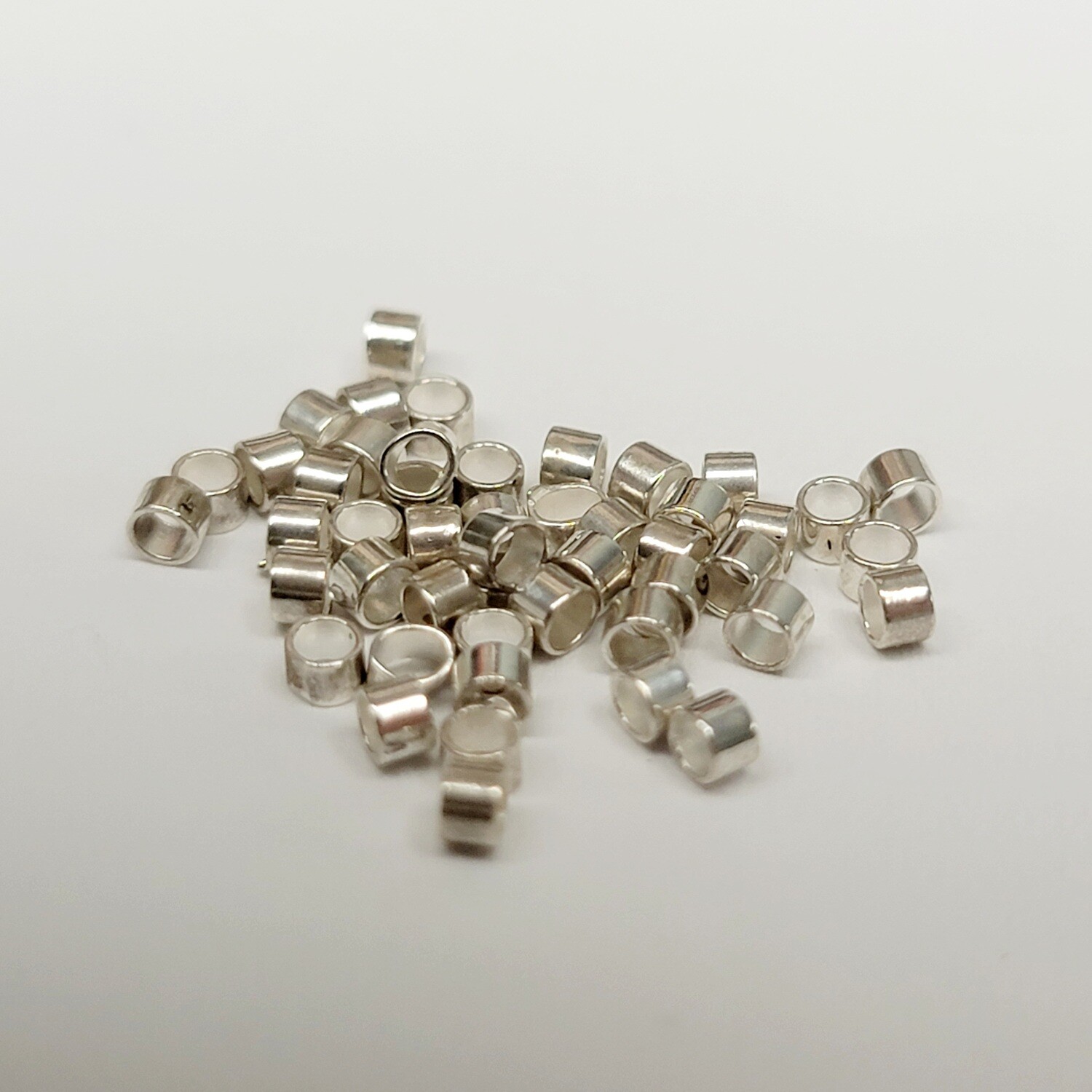 2x2mm Silver Cylinder Crimp Beads 50pcs