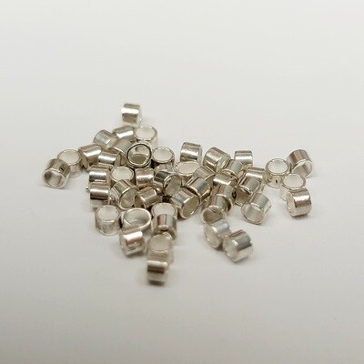 2x2mm Silver Cylinder Crimp Beads 50pcs