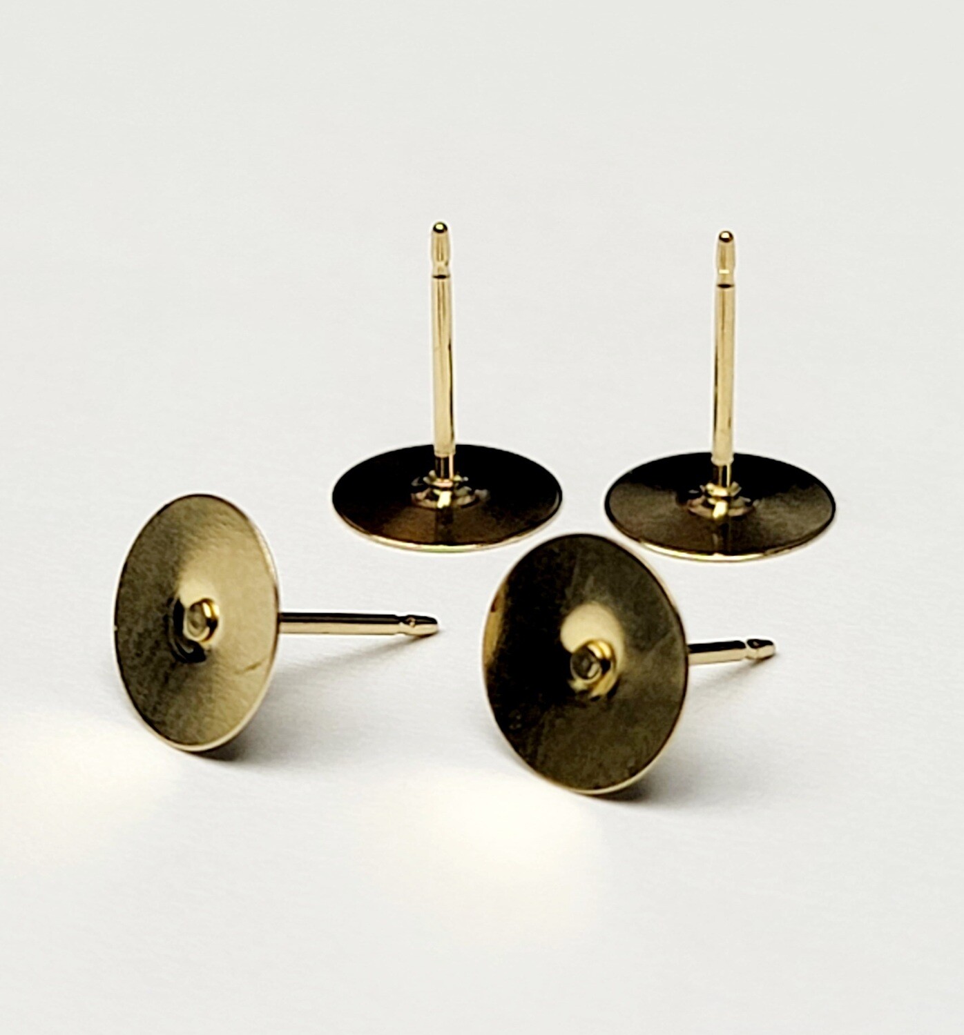 8mm Glue On Earring Posts (4 pairs) Gold