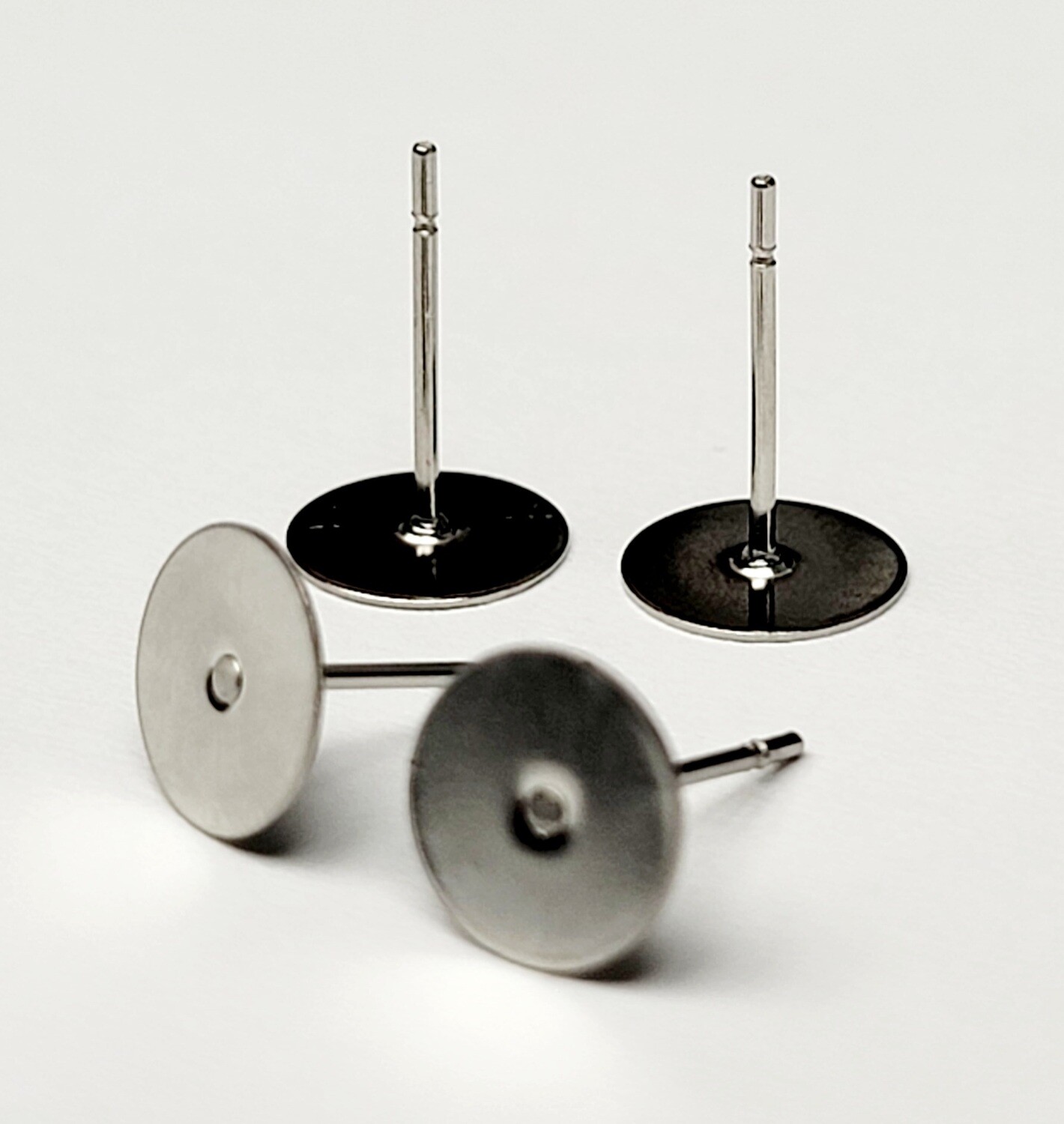 8mm Glue On Earring Posts (4 pairs) Stainless Steel