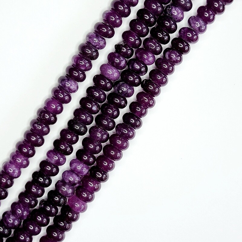 8x5mm Dark Amethyst Jade Rondelle Strand