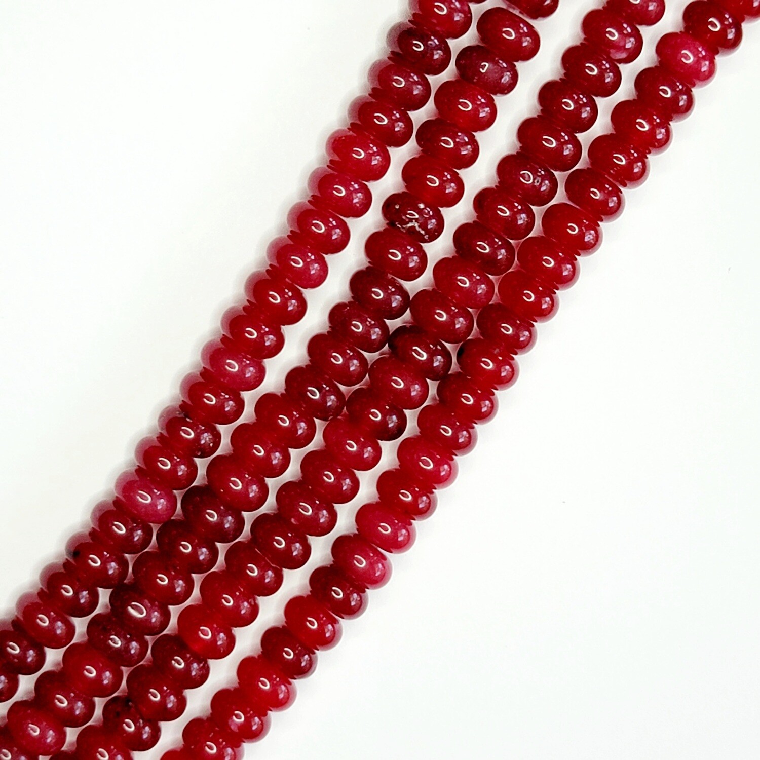 8x5mm Ruby Red Jade Rondelle Strand