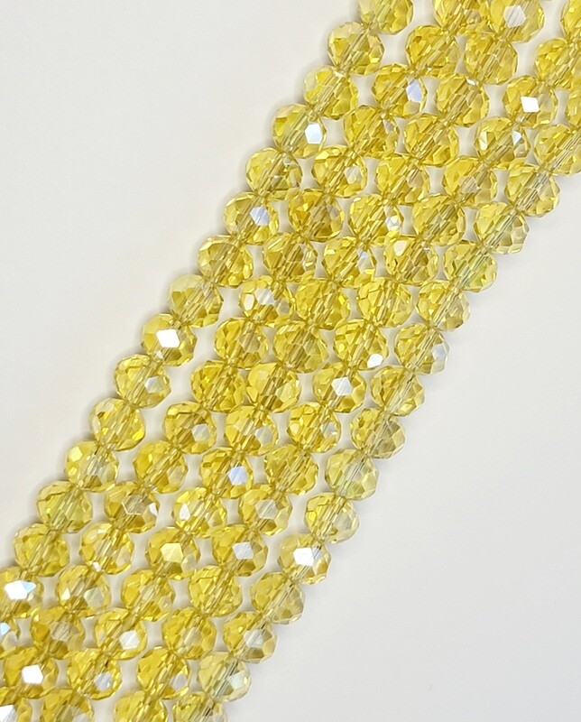 8mm Rondelle Light Yellow Crystal AB Strand