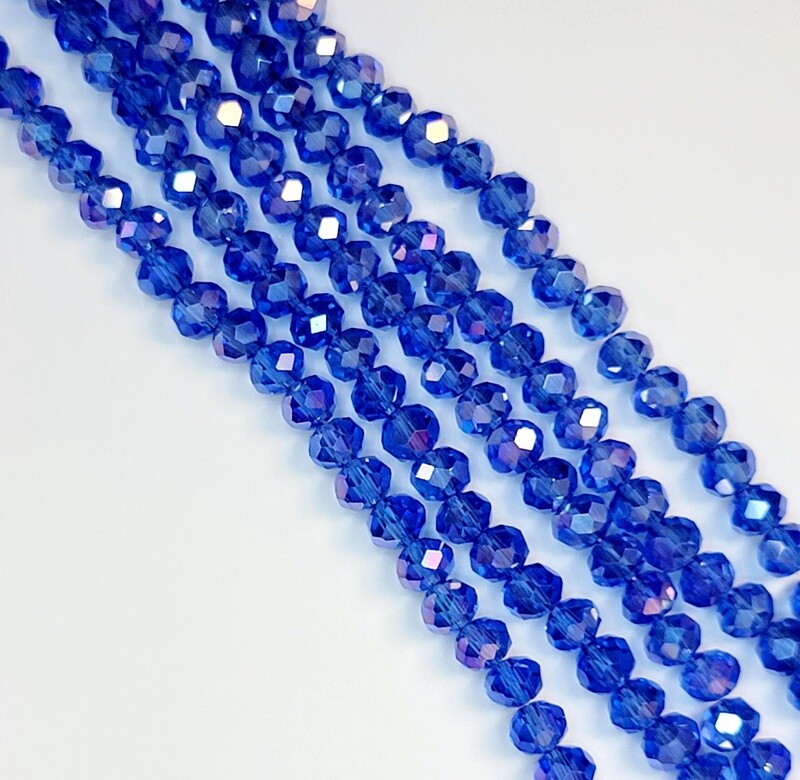 6mm Rondelle Sapphire Crystal AB Strand