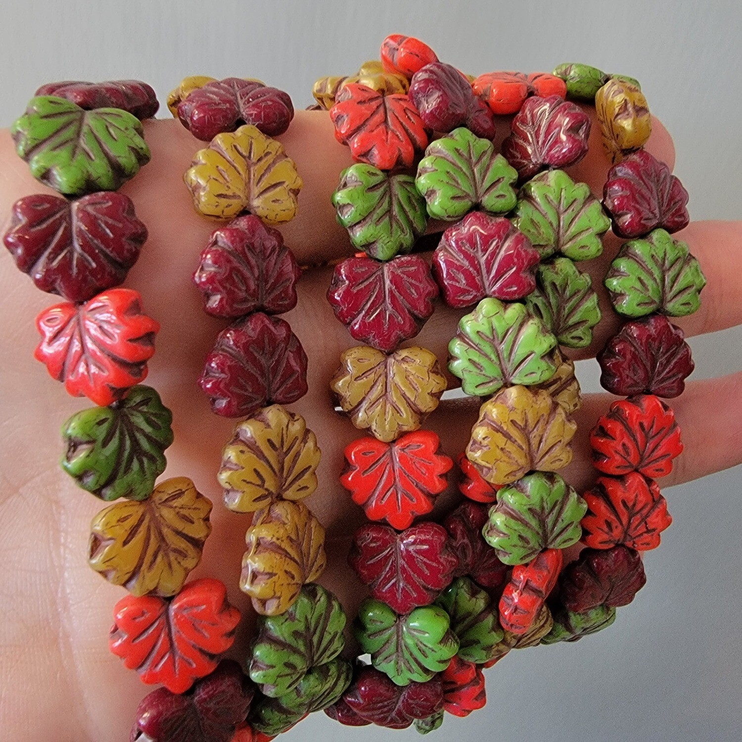 10x13mm Maple Leaf Beads Autumn Multi Color