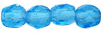 3mm Fire Polish Beads: Transparent Aquamarine