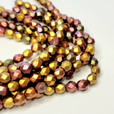 6mm Faceted Fire Polish Beads: Crystal Violet Rainbow
