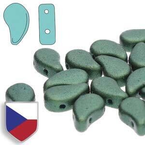 PAISLEY DUO 8X5MM GOLD SHINE DK OLIVE GREEN