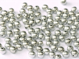 4mm Czech Glass Round Beads - Crystal Full Labrador - Silver