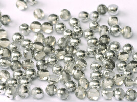 4mm Czech Glass Round Beads - Crystal Labrador Half