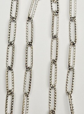 Paperclip Chain Textured - Silver Plated