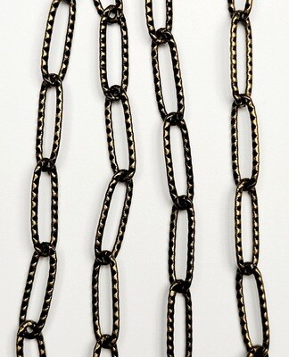 Paperclip Chain Textured - Antique Brass