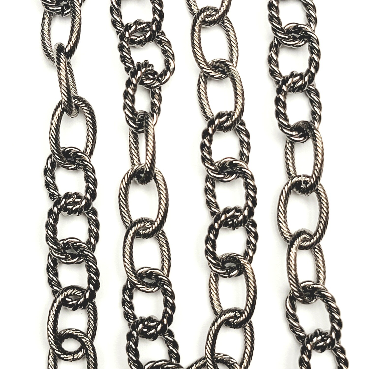 Cable Chain Textured Chunky - Gunmetal 8CLOSEOUT* Cable Chain Textured Chunky - Gunmetal 8CLOSEOUT*