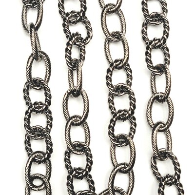 Cable Chain Textured Chunky - Gunmetal 8CLOSEOUT* Cable Chain Textured Chunky - Gunmetal 8CLOSEOUT*
