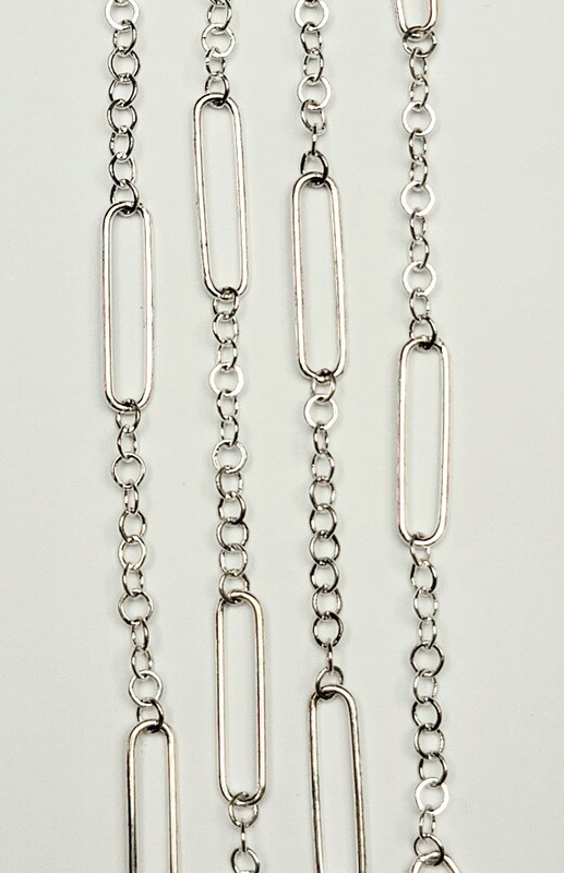 Paperclip and Round Cable Chain - Silver