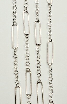 Paperclip and Round Cable Chain - Silver