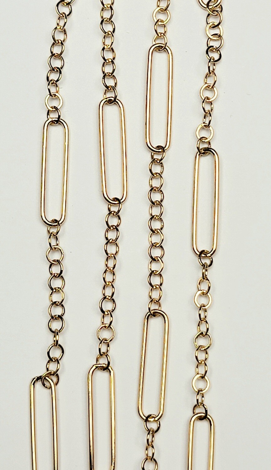 Paperclip and Round Cable Chain - Gold Plated