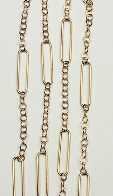 Paperclip and Round Cable Chain - Gold Plated