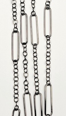 Paperclip and Round Cable Chain - Gunmetal Plated