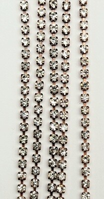 2mm Cup Chain - Crystal Rhinestone/Antique Copper Base