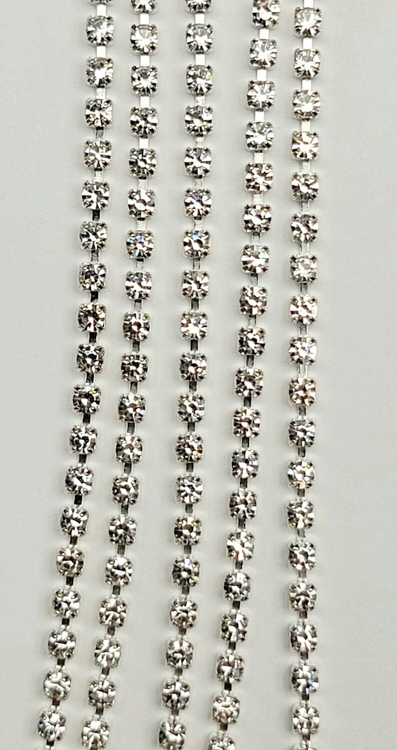 2mm Cup Chain - Crystal Rhinestone/Silver Base