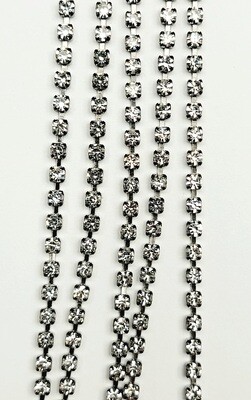 2mm Cup Chain - Crystal Rhinestone/Gunmetal Base