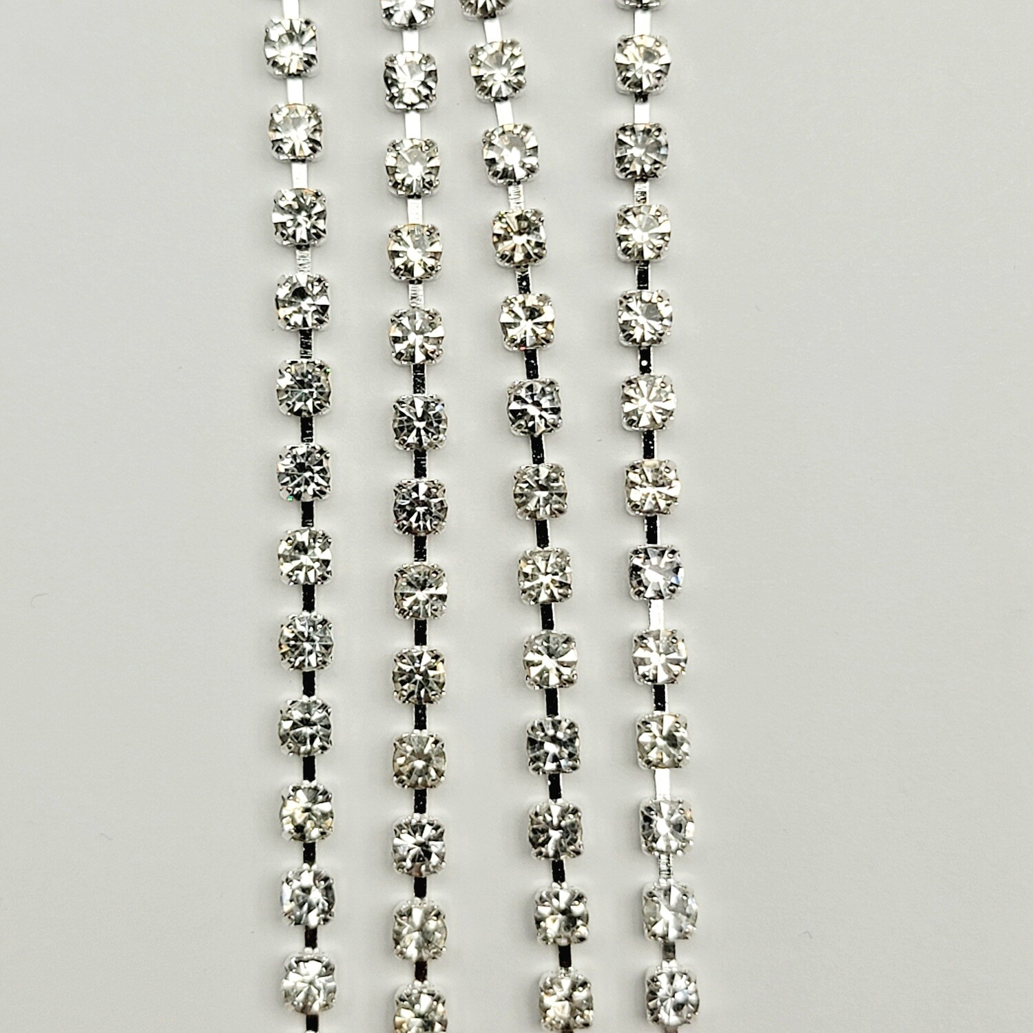 3mm Cup Chain - Crystal Rhinestone/Silver Base