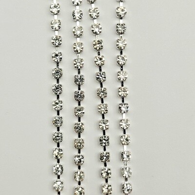 3mm Cup Chain - Crystal Rhinestone/Silver Base