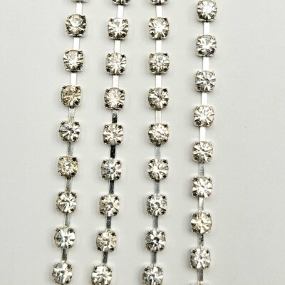 4mm Cup Chain - Crystal Rhinestone/Silver Base
