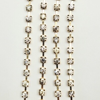 4mm Cup Chain - Crystal Rhinestone/Gold Base